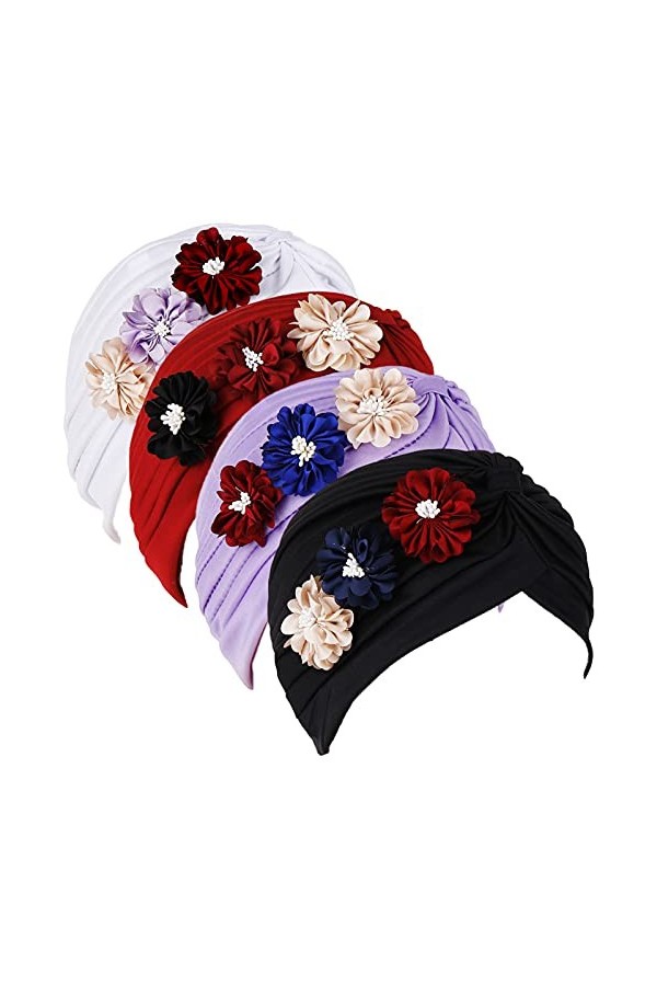 Qianmome Turban élégant pour femme musulmane avec fleur à paillettes - - Taille unique
