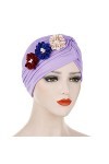 Qianmome Turban élégant pour femme musulmane avec fleur à paillettes - - Taille unique
