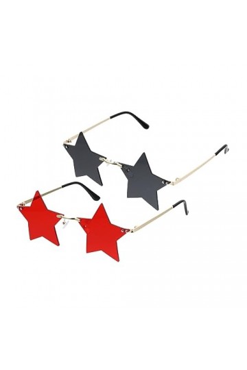SOIMISS 2 Paires Lunettes De Soleil De Fête Verres En Forme Détoile Lunettes Disco Lunettes De Soleil Anti Uv Lunettes Étoil