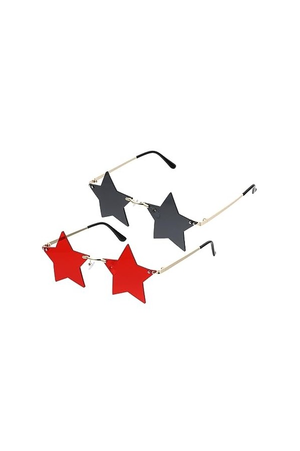 SOIMISS 2 Paires Lunettes De Soleil De Fête Verres En Forme Détoile Lunettes Disco Lunettes De Soleil Anti Uv Lunettes Étoil