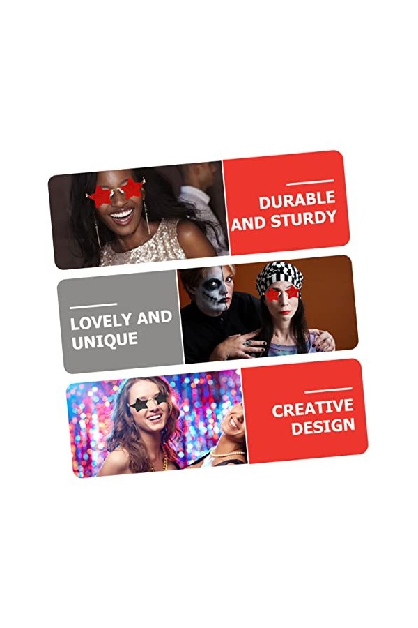 SOIMISS 2 Paires Lunettes De Soleil De Fête Verres En Forme Détoile Lunettes Disco Lunettes De Soleil Anti Uv Lunettes Étoil