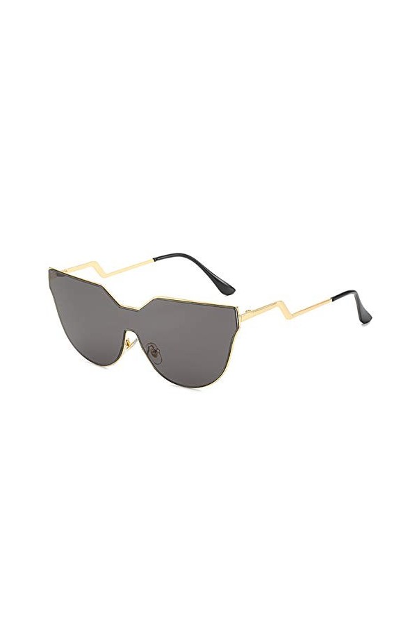 Miroir Oversized Cat eye lunettes de soleil Femmes Nuances Noir Argent une pièce Lunettes de soleil Or-Noir
