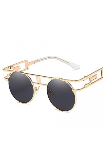 EDCPLM Lunettes De Soleil Hommes Femmes Gothique Steampunk Rond Vintage Lunettes De Soleil Hommes Femmes Unisexe Miroir Métal