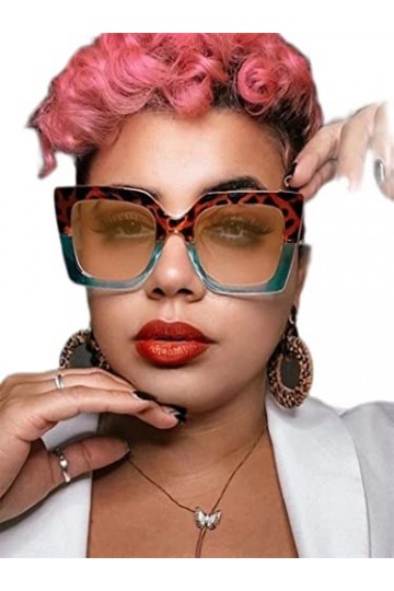 YANGQI Lunettes de soleil vintage surdimensionnées pour femme - Lunettes de soleil carrées de luxe pour femme - Rétro floral 