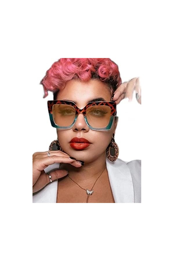 YANGQI Lunettes de soleil vintage surdimensionnées pour femme - Lunettes de soleil carrées de luxe pour femme - Rétro floral 