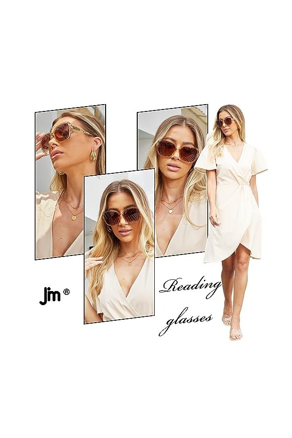 JM Lunettes de Soleil de Lecture Bifocales, Lunettes de Soleil Surdimensionnées, Protection UV Extérieure pour Femmes Noir+3.
