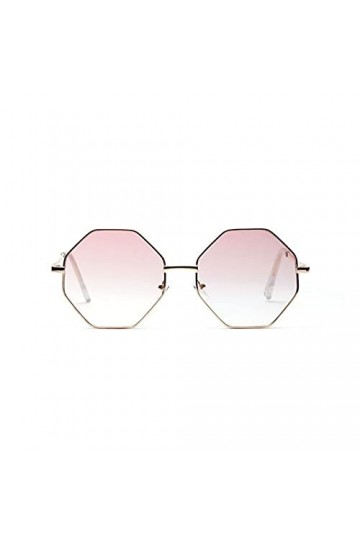 FDNFG Lunettes de Soleil hexagonales Femmes Petit Cadre Lunettes de Soleil polygone Hommes Bleu Rose Clair lentille Lunettes 