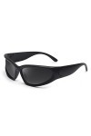 JM Wrap Around Y2K Lunettes de soleil tendance pour homme et femme Lunettes de soleil ovales futuristes sportives, Monture no