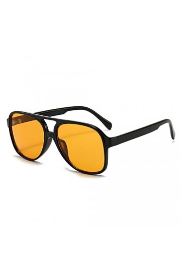 OSAGAMA Lunettes de soleil vintage rétro jaunes pour homme et femme, Jaune polarisé, Large