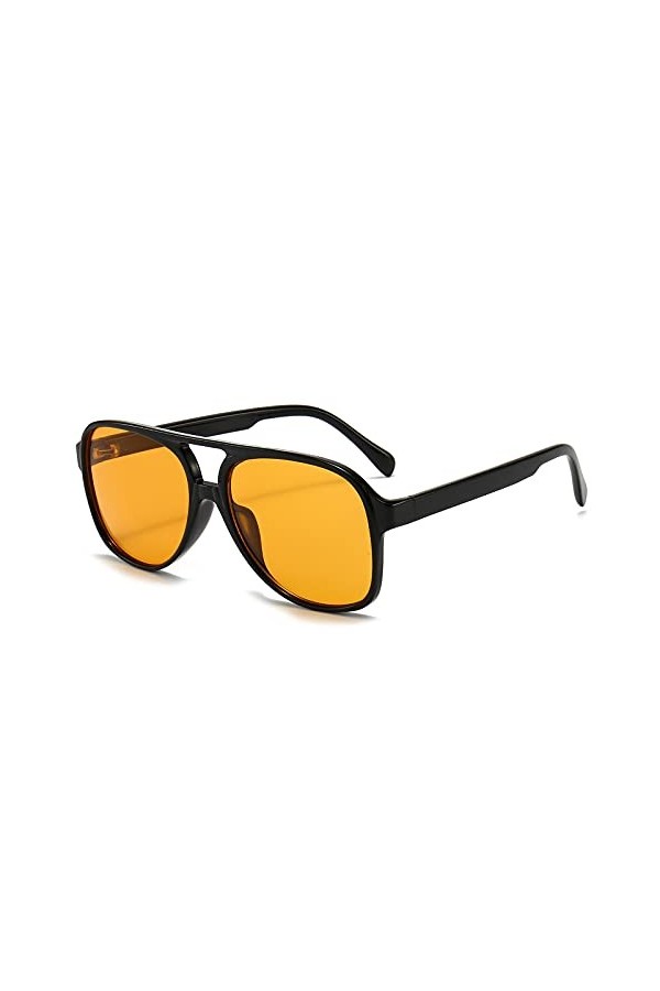 OSAGAMA Lunettes de soleil vintage rétro jaunes pour homme et femme, Jaune polarisé, Large