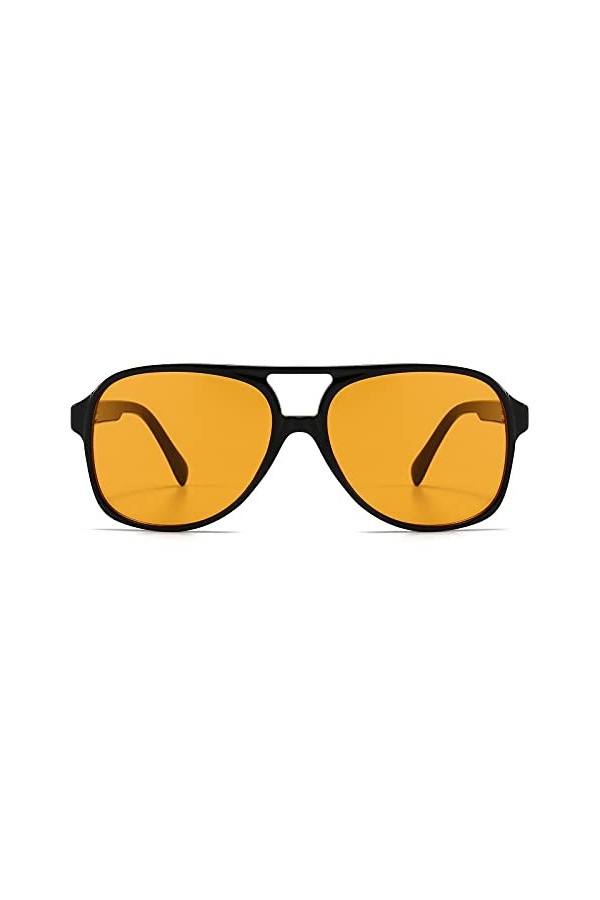 OSAGAMA Lunettes de soleil vintage rétro jaunes pour homme et femme, Jaune polarisé, Large