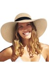 FURTALK Chapeau de Paille Solaire pour Femme à Large Bord UPF 50 Chapeau dété Chapeau de Plage Pliable Roll-Up Floppy pour F