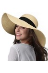 FURTALK Chapeau de Paille Solaire pour Femme à Large Bord UPF 50 Chapeau dété Chapeau de Plage Pliable Roll-Up Floppy pour F