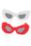 Abaodam 2 Pièces Lunettes En Peluche Lunettes De Soleil Mascarade Dames Lunettes Rave Lunettes Coeur Rose Lunettes De Soleil 