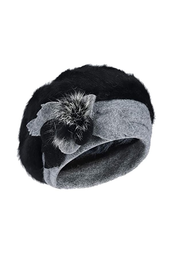 Ruphedy Bérets Femme Laine Français Béret Classique Angola Bonnet Hiver Chapeaux BR022-Noir