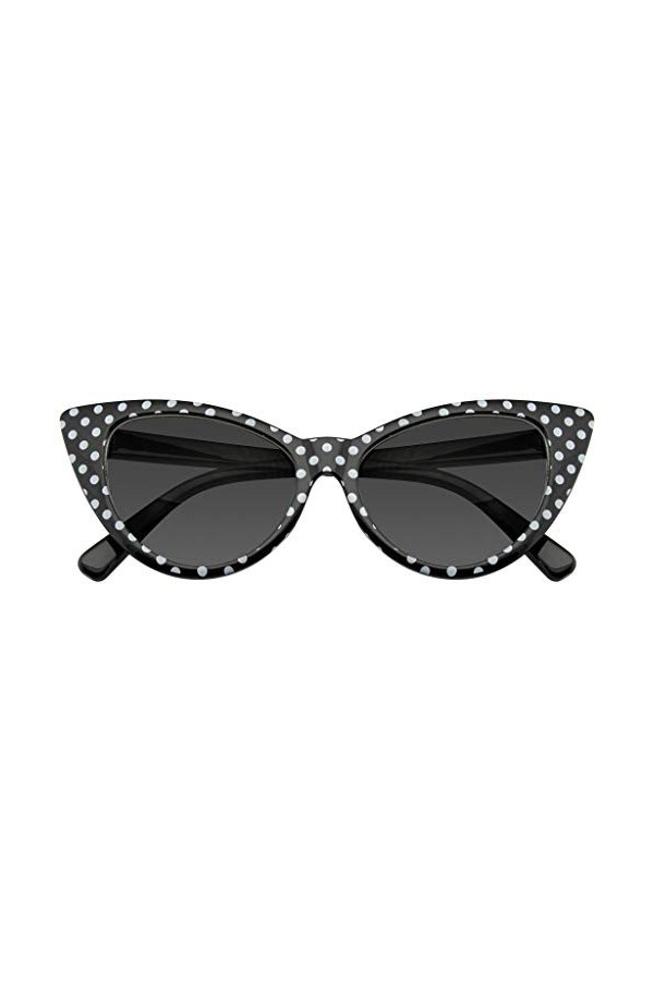 Emblem Eyewear - Polka Point Chat Œil Aux Femmes Mode Mod Super Chat Des Lunettes de Soleil Avec Étui Noir 