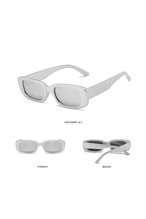 WDZAYXC Lunettes de soleil rectangulaires vintage pour homme et femme - Lunettes tendance rétro avec monture carrée - Protect