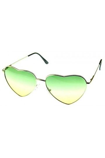 KIRALOVE Lunettes de soleil coeur vintage pour femme - drôle - fille - polarisée - uv400 - monture argent avec verres vert et