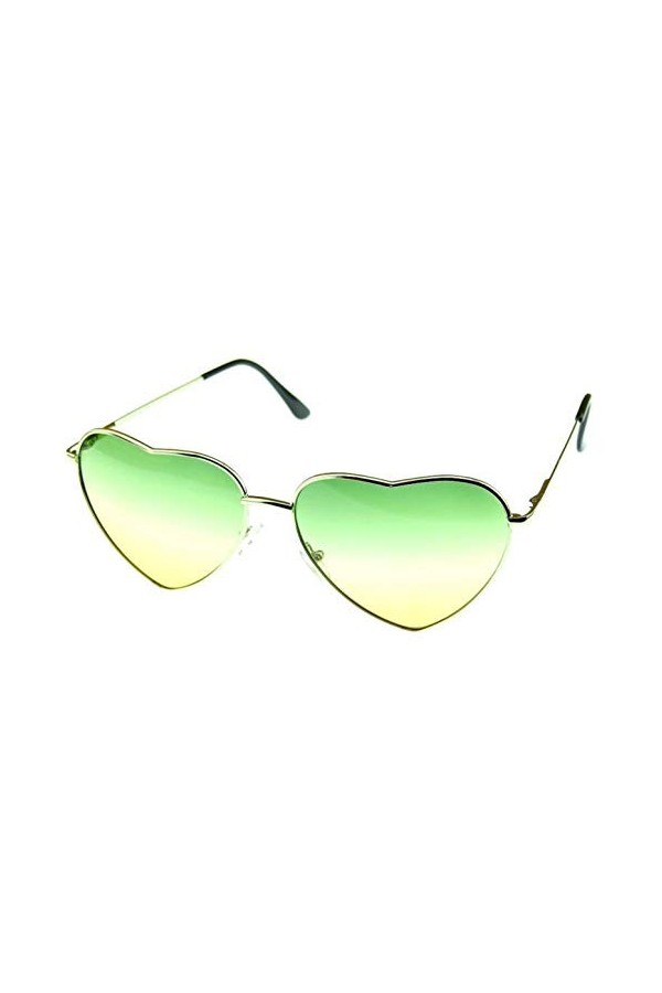 KIRALOVE Lunettes de soleil coeur vintage pour femme - drôle - fille - polarisée - uv400 - monture argent avec verres vert et