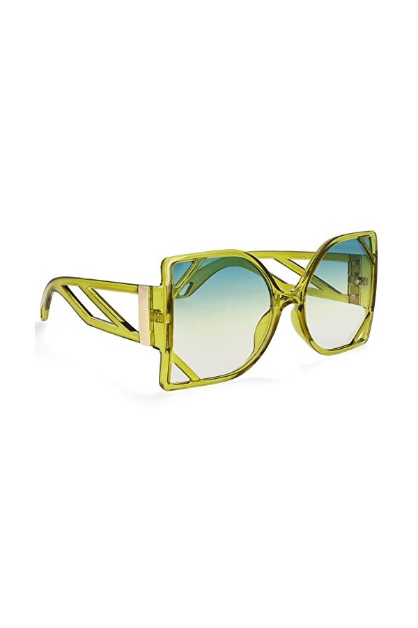 RIQWOUQT Lunettes De Soleil Femme,Big Frame Square Lemon-Yellow Lunettes De Soleil Femmes Fashion Hollow Oversized Shades Vin