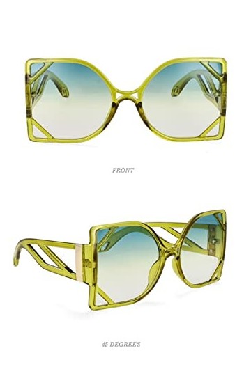 RIQWOUQT Lunettes De Soleil Femme,Big Frame Square Lemon-Yellow Lunettes De Soleil Femmes Fashion Hollow Oversized Shades Vin