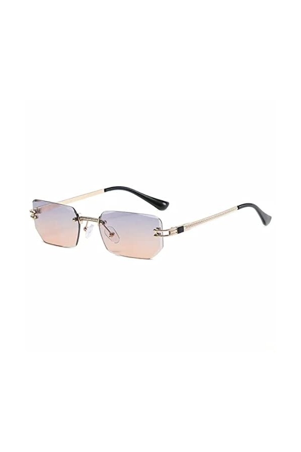 Inau Lunettes Solaires Mode Sans Monture Rectangulaires Pour Femmes Hommes Marron 