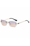Inau Lunettes Solaires Mode Sans Monture Rectangulaires Pour Femmes Hommes Marron 