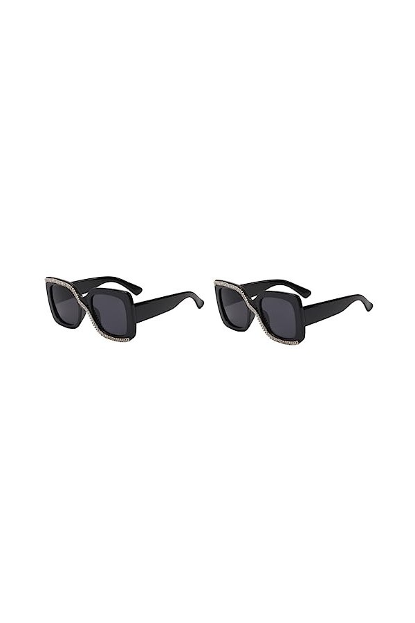SOIMISS 2 Pièces Lunettes De Soleil Femme Lunettes De Soleil Carrées Pour Femmes Lunettes De Soleil Vintage Lunettes De Solei