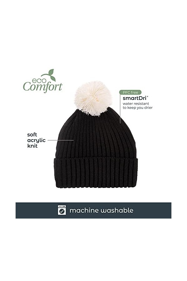 Isotoner Bonnet tricoté avec Pompon en Fil Chapeau pour Temps Froid, Chili, Taille Unique Femme