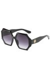 YANGQI Lunettes de soleil Polygon pour femme - Design de luxe hexagonal noir - Lunettes de soleil vintage rétro chic - Lunett
