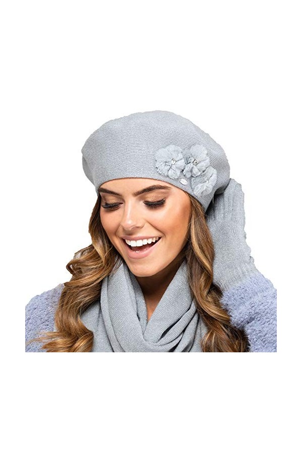 Kamea Femme Bonnet dhiver Béret Charmant Alaska, Gris,UNI