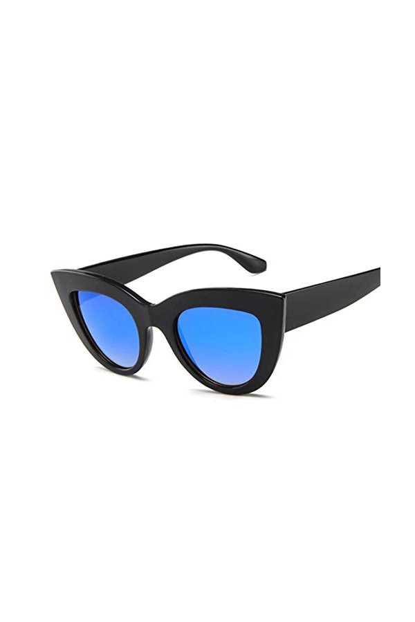 HAOMAO Lunettes de Soleil Oeil de Chat de Marque de Luxe Vintage pour Femmes Uv400 Lunettes de Soleil noirbleu