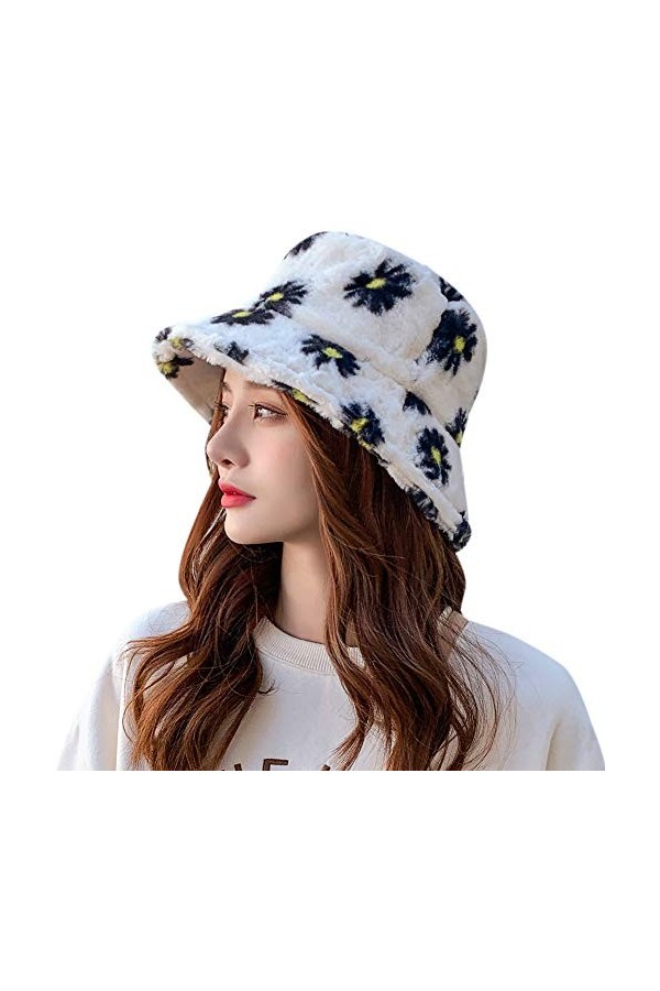 MIFULGOO Chapeau cloche dhiver tendance pour femme années 90 en fausse fourrure pliable bord concassable - orange - Taille u