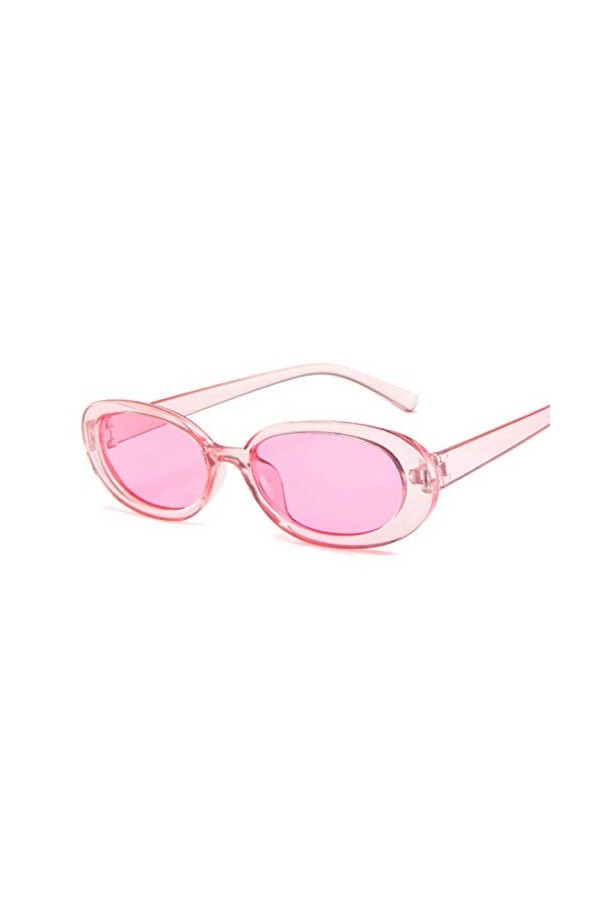 HAOMAO Marque de Luxe Designer Ovale Petite Monture Lunettes de Soleil pour Les Femmes Adies Uv400 Lunettes Nuances Rose