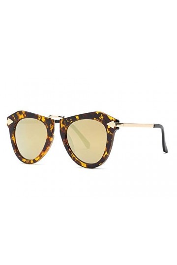 YUANCHENG Lunettes de Soleil Femmes Cat Eye Réfléchissant Revêtement Miroir Cuivre Temple Décoratif Lunettes de Soleil NO3