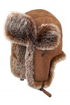 Insun Unisex Chapka Suède Chapeau de Trappeur en Fausse Fourrure Chaud Anti Vent Ushanka Chapeau de Chasse Russe Marron XL