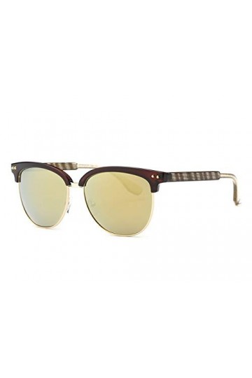 YUANCHENG Lunettes de soleil femmes acétate monture semi-sans monture lunettes de soleil revêtement lentille classique UV400 