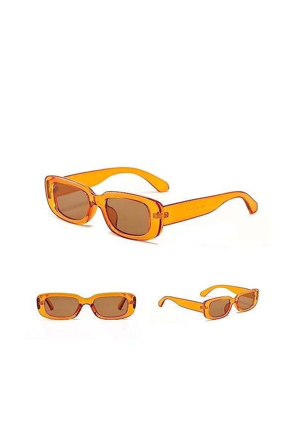 WDZAYXC Lunettes de soleil rectangulaires vintage pour homme et femme - Lunettes rétro tendance avec monture carrée - Lunette