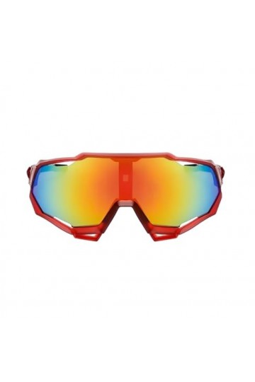 No Name Ltd Lunettes de soleil réfléchissantes pour vélo de montagne et de route - Polorisé - Pour homme et femme - Rouge