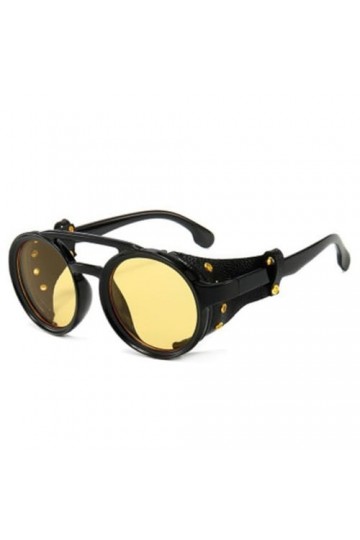 Lunettes de Soleil Mode SteamPunk Femme Hommes Rond Côté Maille Style Cyber Punk Côté Shiled Lunettes Rondes Vintage Rétro Lu