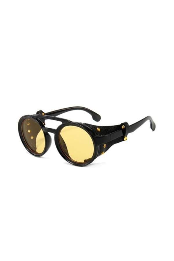 Lunettes de Soleil Mode SteamPunk Femme Hommes Rond Côté Maille Style Cyber Punk Côté Shiled Lunettes Rondes Vintage Rétro Lu