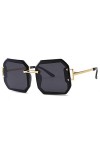 XUANTAO Lunettes de Soleil polarisées Classiques pour Femmes sans Cadre Coupe Mode Grand Cadre Lunettes de Soleil pour Femmes