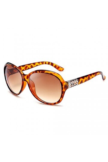 HPIRME Lunettes de soleil rondes vintage femme lunettes de soleil rétro grand cadre dégradé dames, léopard, taille unique