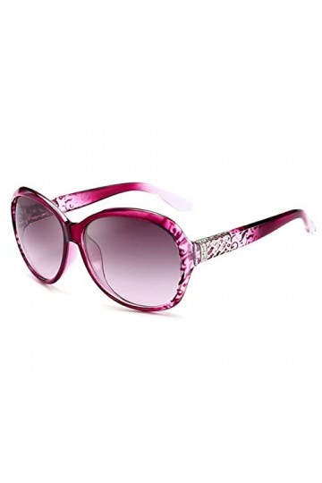 HPIRME Lunettes de soleil rondes vintage femme lunettes de soleil rétro grand cadre dégradé dames, violet, taille unique
