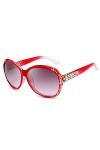 HPIRME Lunettes de soleil rondes vintage femme lunettes de soleil rétro grand cadre dégradé dames, devenir rouge, taille uniq