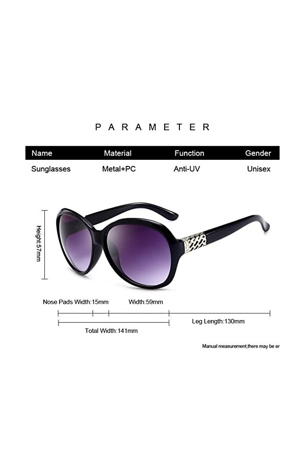 HPIRME Lunettes de soleil rondes vintage femme lunettes de soleil rétro grand cadre dégradé dames, vin rouge, taille unique