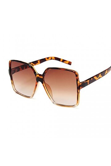 HAOMAO Marque Designer Big Frame Vintage Gradient Square Lunettes De Soleil pour Femmes Leopardbrown