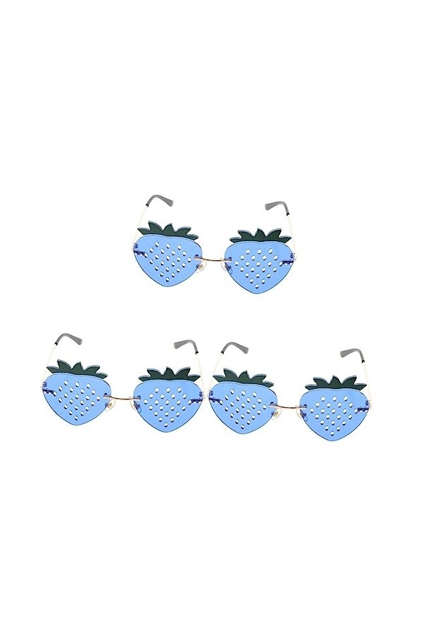 GALPADA 3 Paires Verres à La Fraise Lunettes Sans Monture Lunettes De Soleil Tendance Pour Femmes Lunettes De Soleil De Mode 