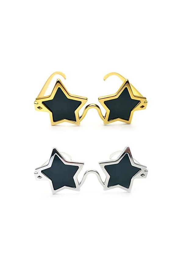 Lot de 2 lunettes de soleil en forme détoile, lunettes de soleil pentagramme des années 80, lunettes de soleil drôles incass