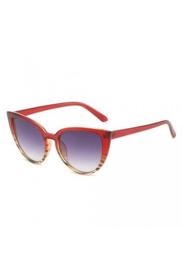 Lunettes de Soleil Oeil de Chat Vintage Femmes Miroir Lunettes de Soleil Femme Rétro Mode Triangle Personnalité Sexy, Rouge, 